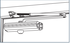 PDQ line drawing showing parallel arm mounting for 3100 series door closers