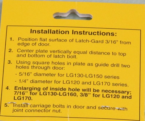 Latch Gard LG150 x SF710 Installation Instructions