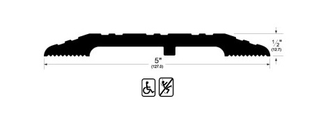 Pemko 1715A x 5"wide x 1/2"h Fluted Saddle Heavy Duty Threshold