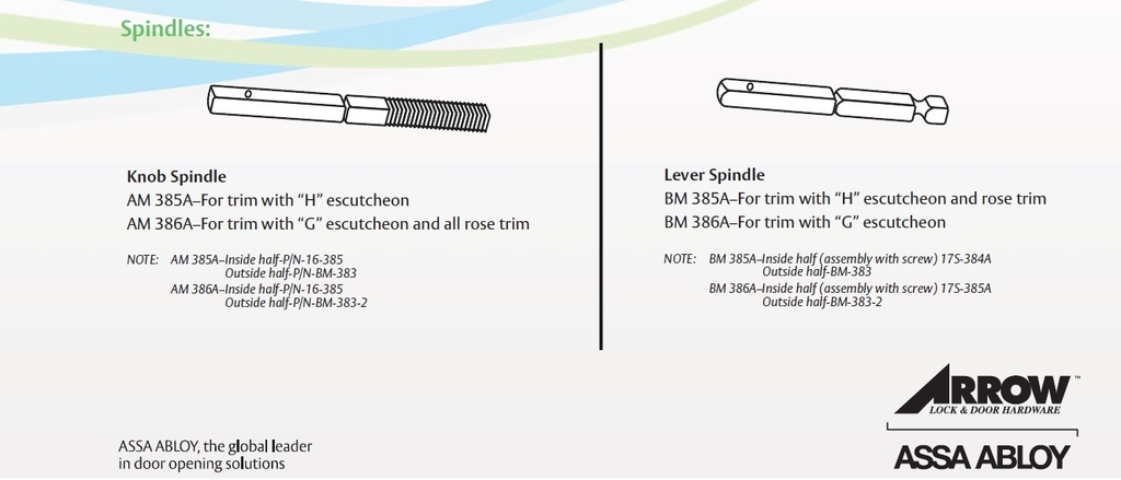 Arrow Spindles available