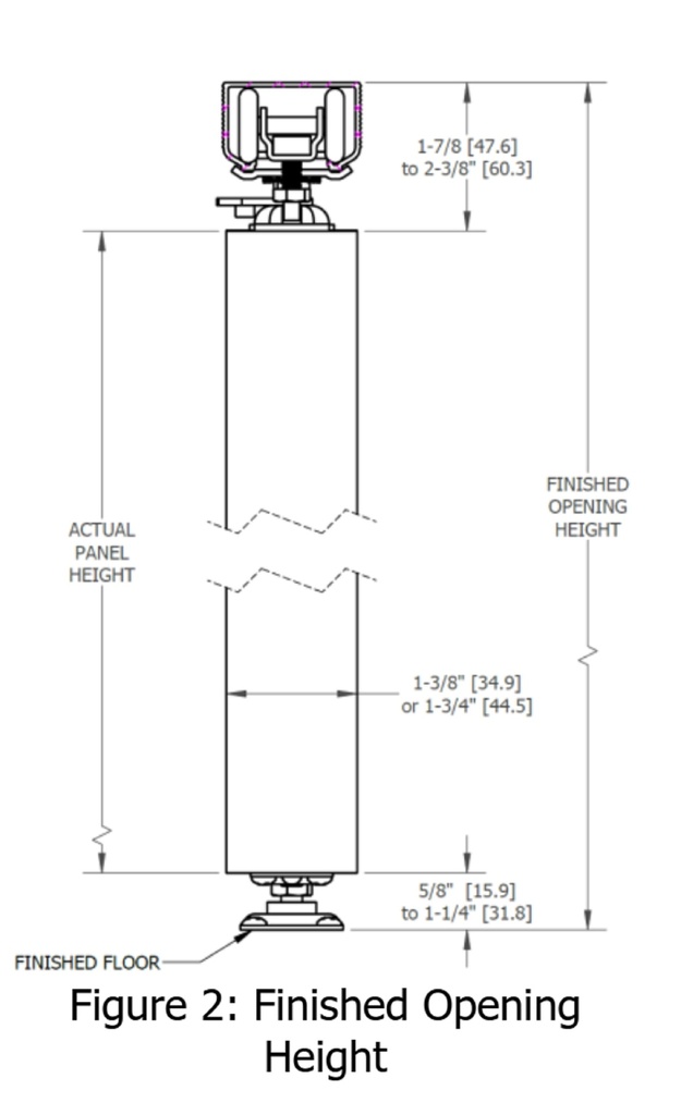 Hager 9570RC Bi-Fold Trackset Door Height Details