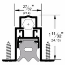 Pemko 434ARL Full Mortised Automatic Door Bottom, 1-5/16" x 27/32" Aluminum Channel, Black Sponge EPDM Insert