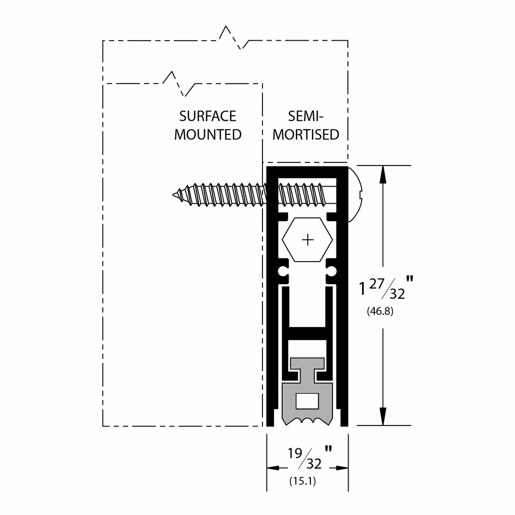 Pemko 4131DRL Fire-Rated Surface Applied or Semi-Mortise Automatic Door Bottom with Sponge Neoprene Insert