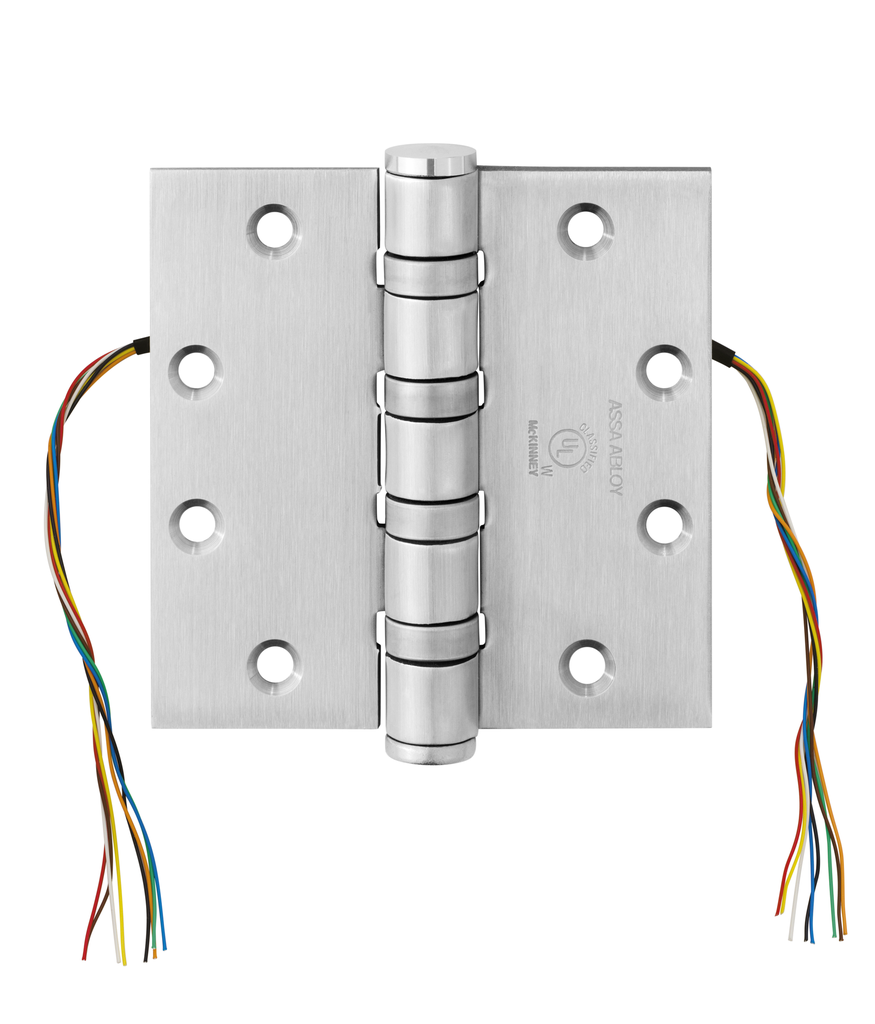 McKinney HT4A3786 CC8 4-1/2" x 4-1/2" US26D Hospital Tip Electric Hinge