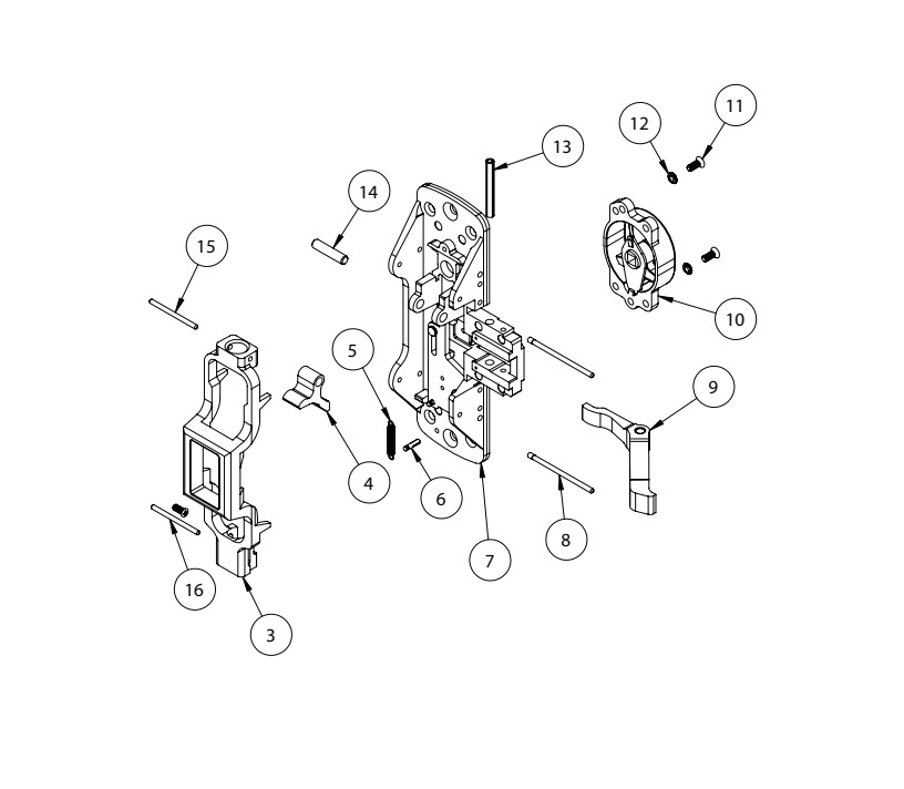 Sargent 68-2201 LHR Center Chassis Assembly - 12-8700 Series