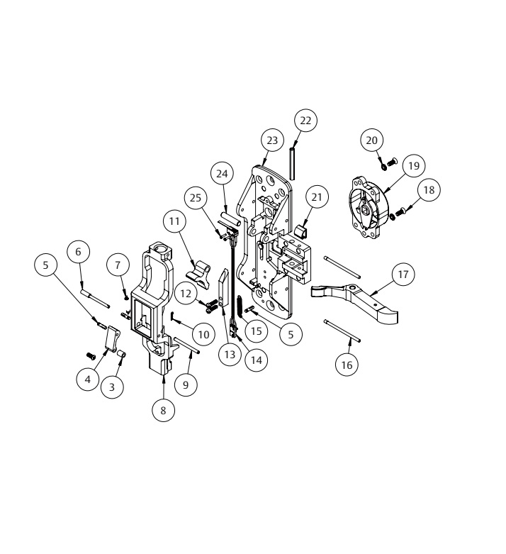 Sargent 68-3714 LHR Center Chassis Assembly - 12-53-HC-8700 Series 