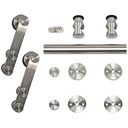 Hager 9436 78" Stainless Steel Barn Door Track Set with Hardware Kit, Round Rail Track with Face-Mount Hanger for Wood or Glass Doors