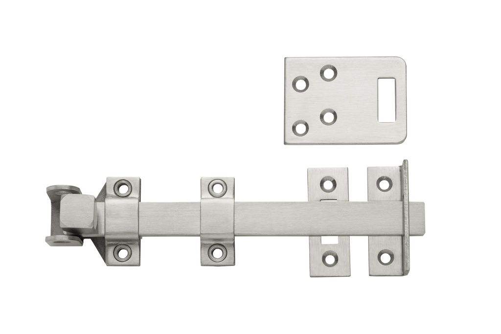 Rockwood 582-8 inch Stainless Steel Surface Bolt w/ Padlock Bracket