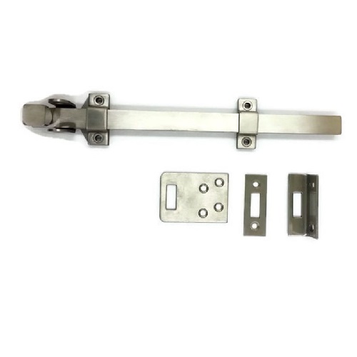 Rockwood 582-12 inch Stainless Steel Surface Bolt w/ Padlock Bracket