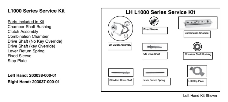 DormaKaba 203038-000-01 L1000 Series LH Service Repair Kit